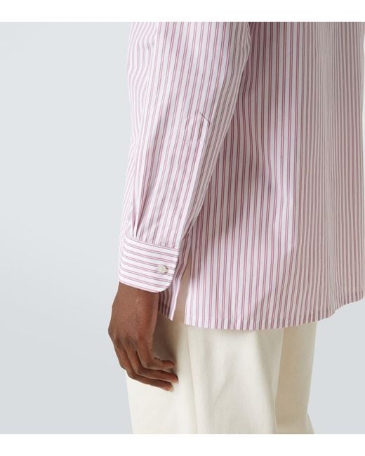 Charvet Pink Striped Cotton Poplin Shirt for men