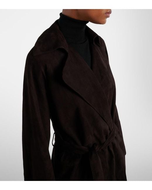 The Row Black Solana Suede Wrap Coat