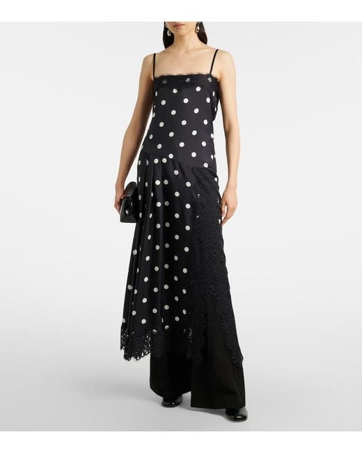 Sportmax Black Capo Polka-Dot Silk Slip Dress