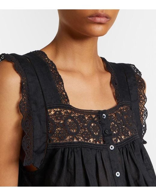 Citizens of Humanity Black Mia Lace-Trimmed Top