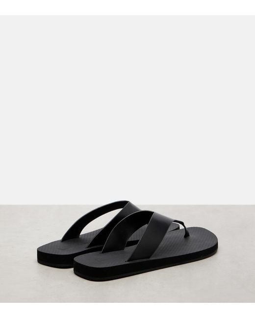 The Row Black Dune Leather Thong Sandals