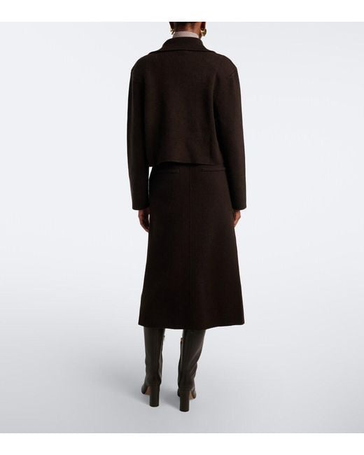 Jardin Des Orangers Black Wool And Cashmere Midi Skirt