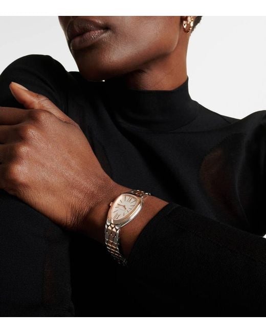 BVLGARI White Uhr Serpenti Seduttori Mit 18Kt Rosegold Und Rubellit