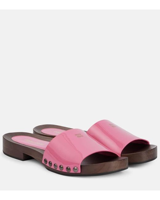 Miu Miu Multicolor Pantoletten Aus Lackleder