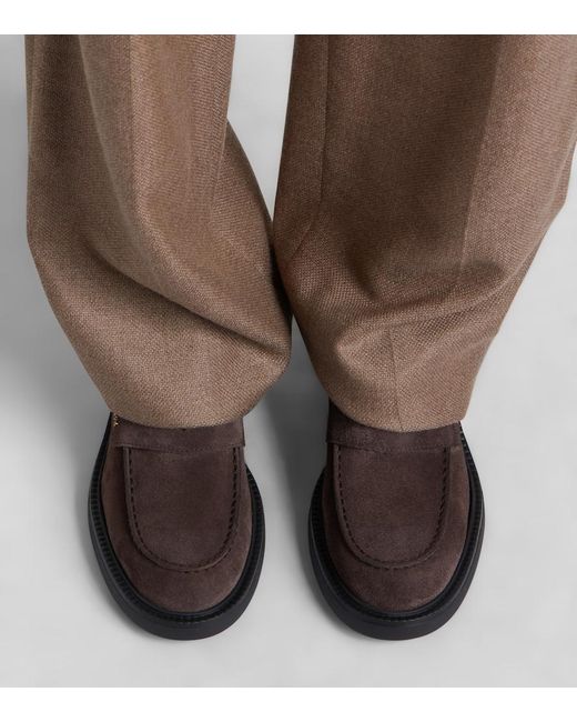 Tod's Brown Suede Loafer Pumps