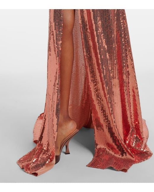 Alex Perry Brown Open-Back Sequined Gown