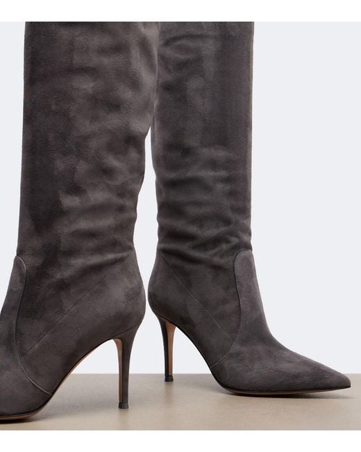 Gianvito Rossi Gray Hansen Suede Knee-High Boots