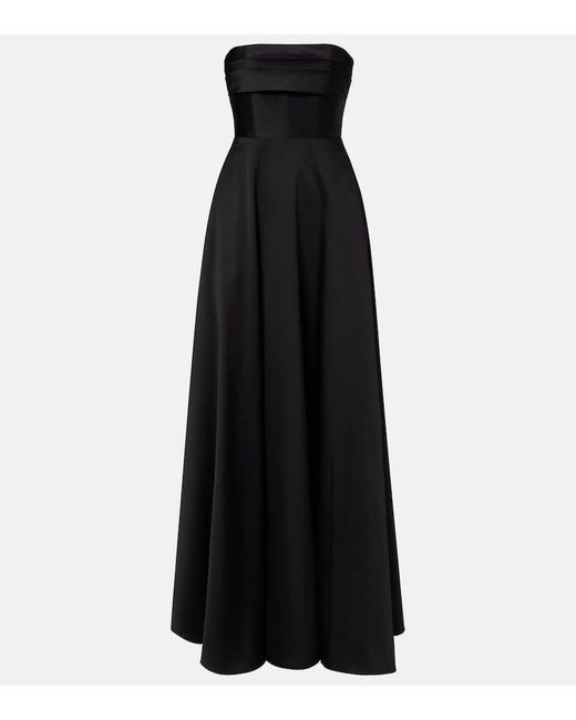 Roland Mouret Black Pleated Taffeta Corset Gown
