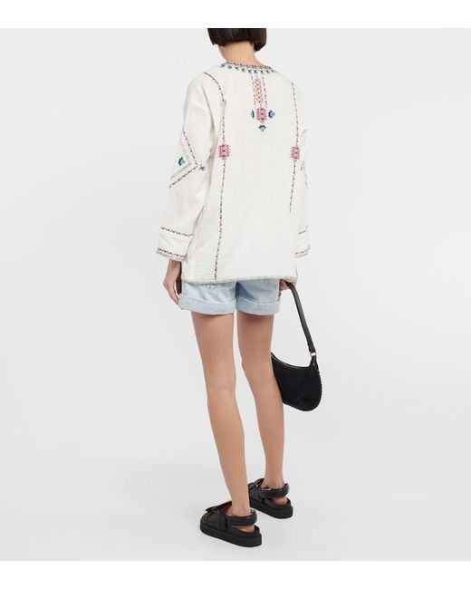 Isabel Marant White Clarisa Embroidered Blouse