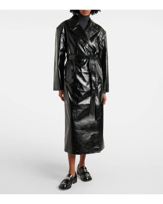Frankie Shop Black Tina Faux Leather Trench Coat