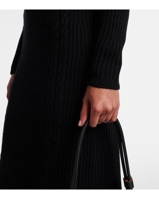 Max Mara Black Zelanda Wool And Cashmere Midi Dress