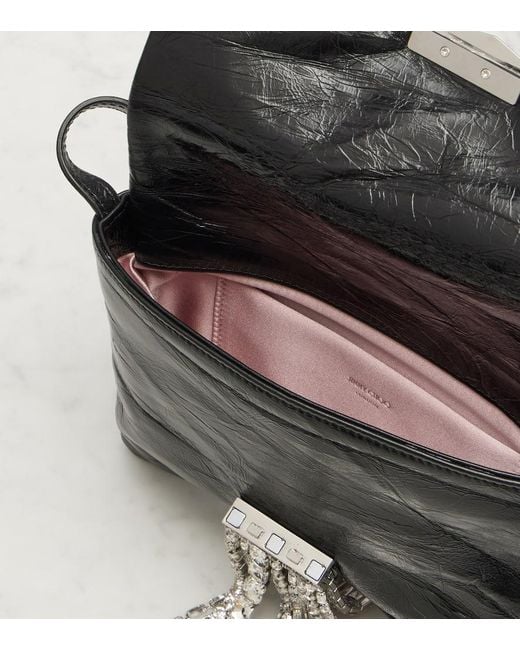 Jimmy Choo Black Zandra Embellished Leather Shoulder Bag