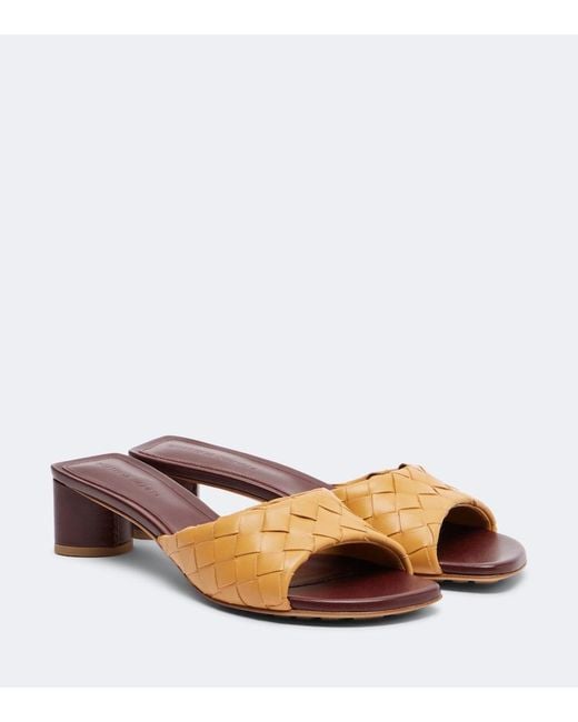 Bottega Veneta Brown Parco Intrecciato Leather Mules