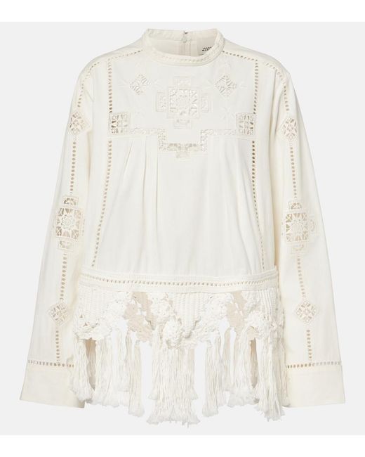 Isabel Marant White Severine Macrame Cotton Top