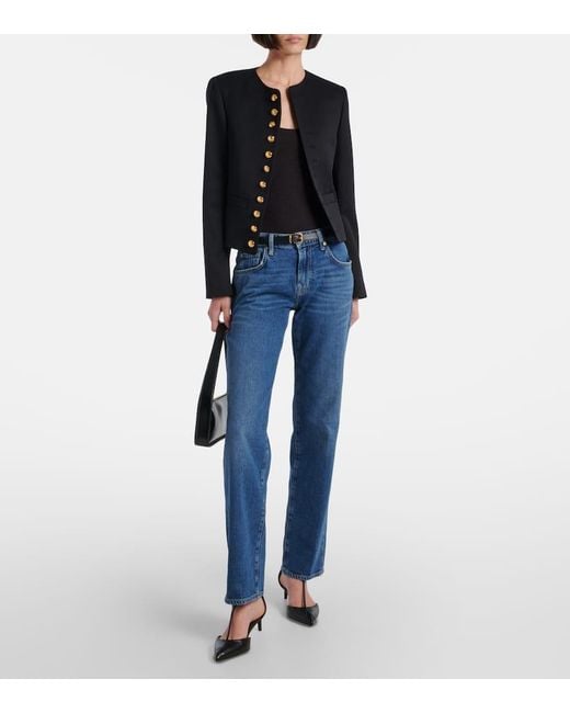 7 For All Mankind Blue Calie Mid-Rise Straight Jeans