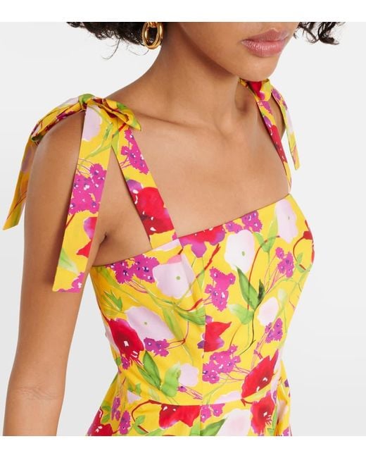 Carolina Herrera White Floral Cotton Midi Dress