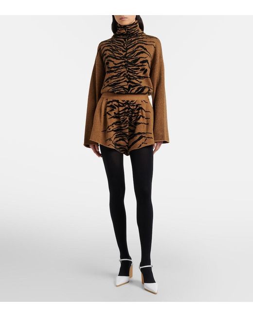 Alaïa Brown Jacquard Turtleneck Sweater