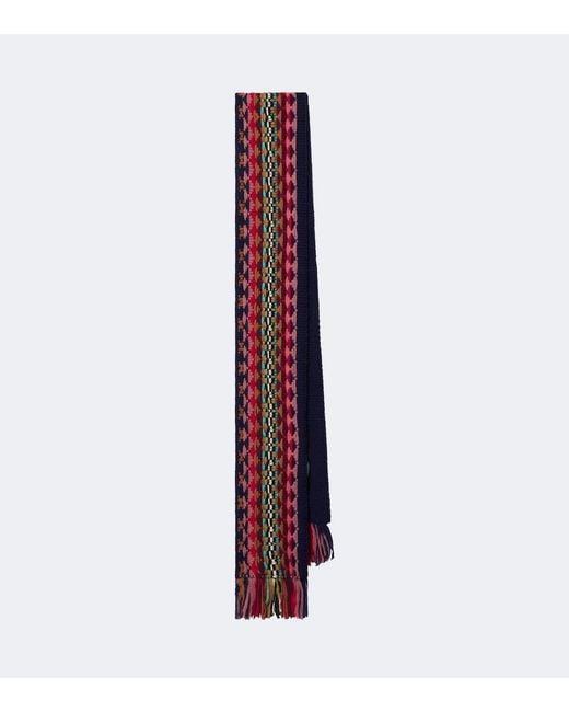 Dries Van Noten Purple Wool Jacquard Scarf