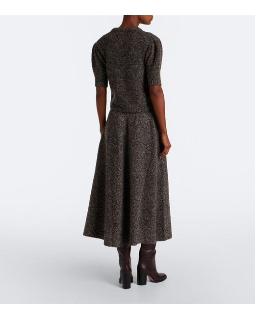 Agnona Gray Cashmere, Silk, And Wool Midi Skirt