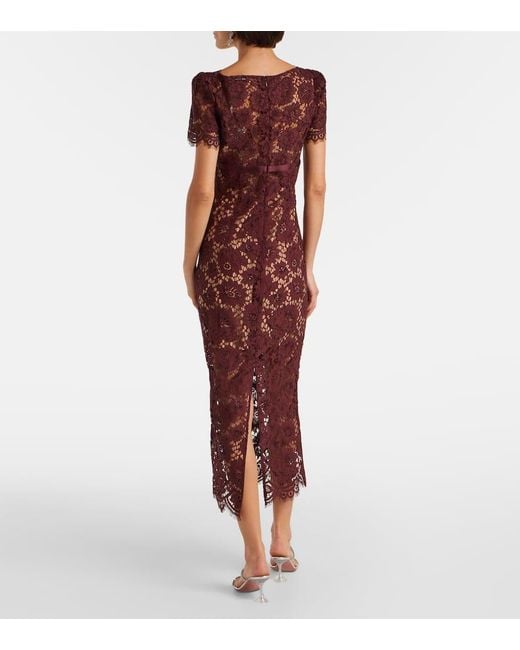 Self-Portrait Purple Floral Lace Midi Dress