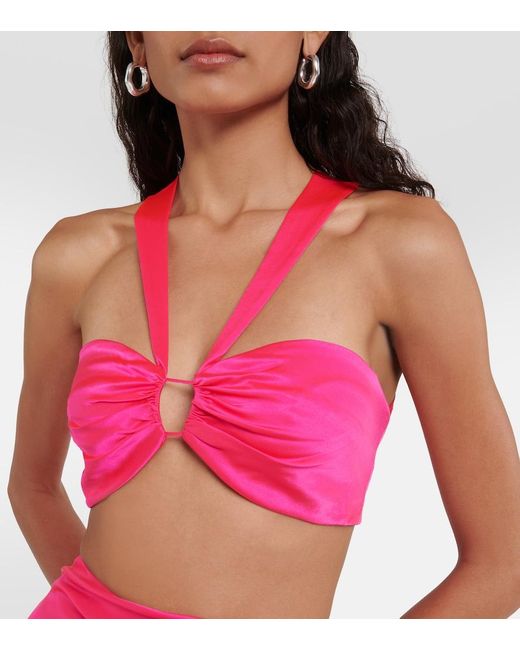 The Sei Pink Silk Satin Bra Top
