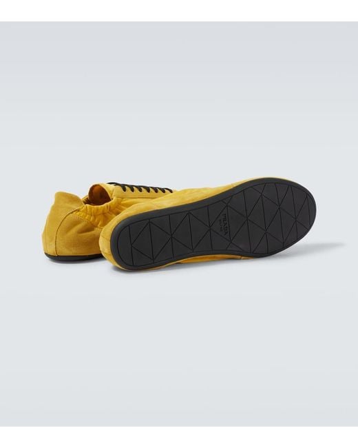 Prada Re-Nylon And Suede Collapse Sneakers in Yellow for Men