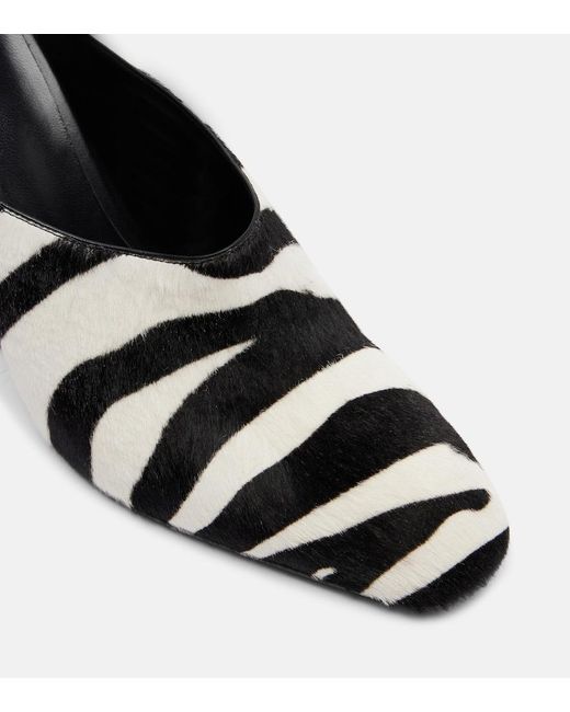 Khaite Black Colt Zebra-Print Calf Hair Mules