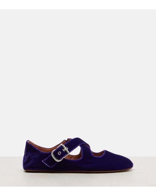 Alaïa Purple Velvet Ballet Flats