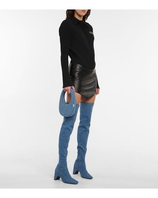 Coperni Blue Overknee-Stiefel Aus Denim