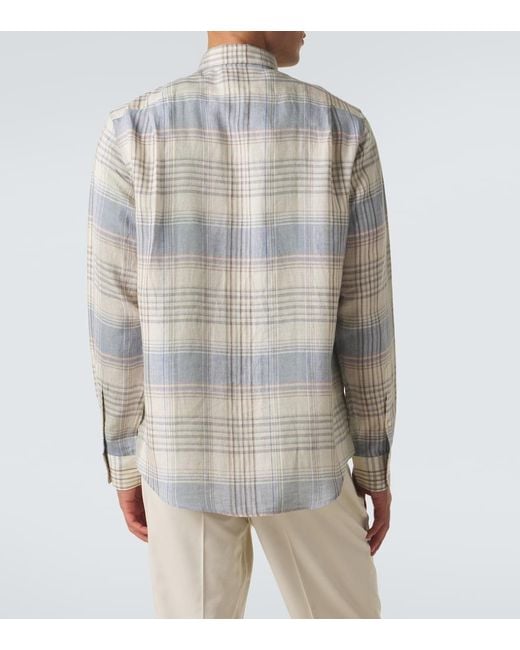 Ralph Lauren Gray Plaid Linen Shirt for men