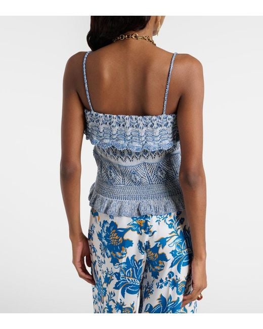 Etro Blue Knitted Cotton Crop Top