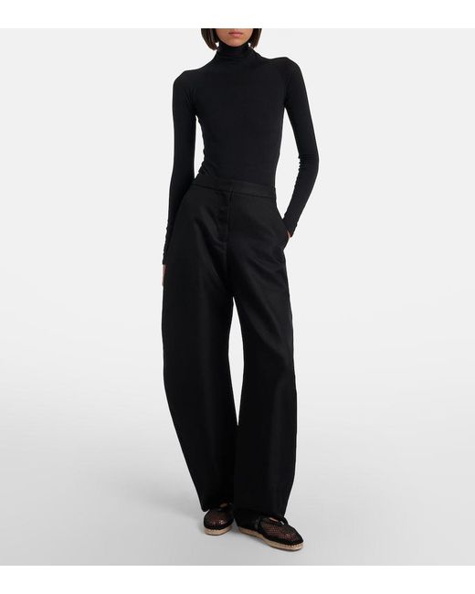 Alaïa Black Fishnet Leather-Trimmed Espadrilles