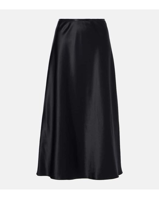 Jupe Midi Carnet En Satin De Soie Max Mara en coloris Black