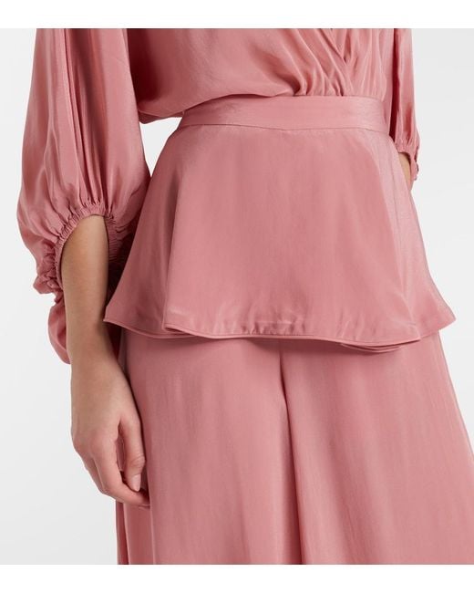 Adriana Degreas Pink Solid Peplum Balloon Pants