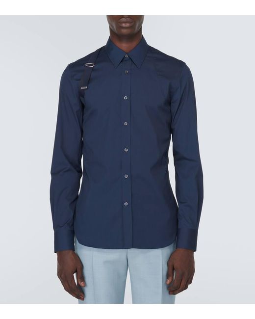 Camicia Harness in popeline di cotone di Alexander McQueen in Blue da Uomo