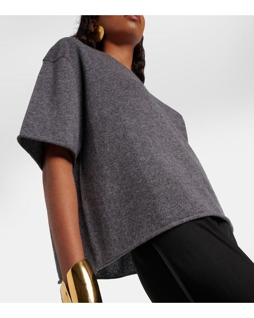 Camiseta Cila De Punto De Cachemir Lisa Yang de color Gray