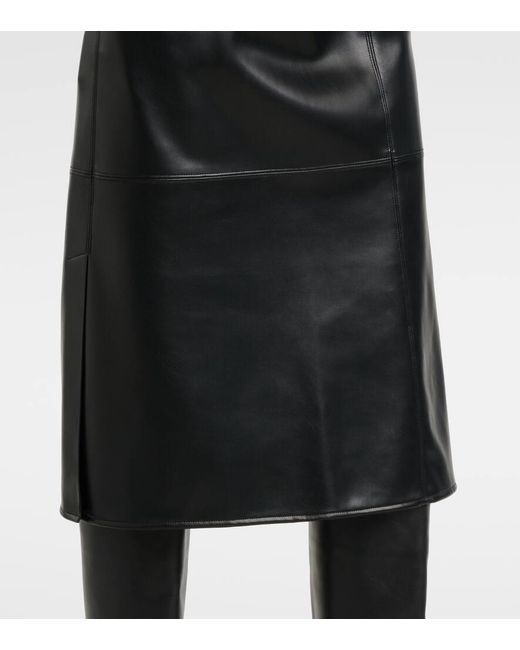 Max Mara Black Plata Faux Leather Midi Skirt