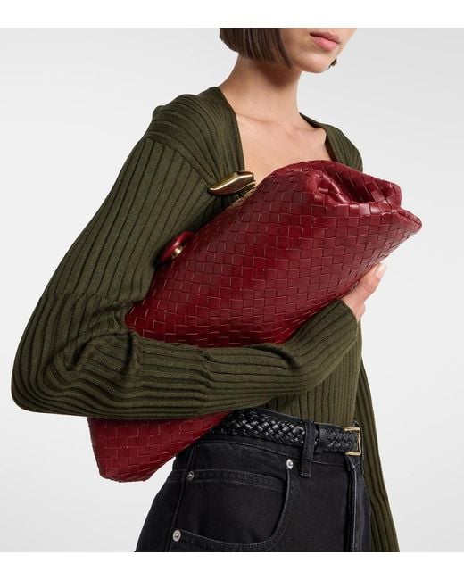 Bottega Veneta Red Lauren 1979 Intrecciato Leather Clutch