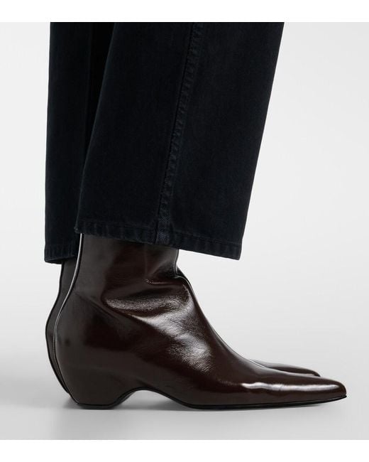 Khaite Black Sybil Leather Ankle Boots