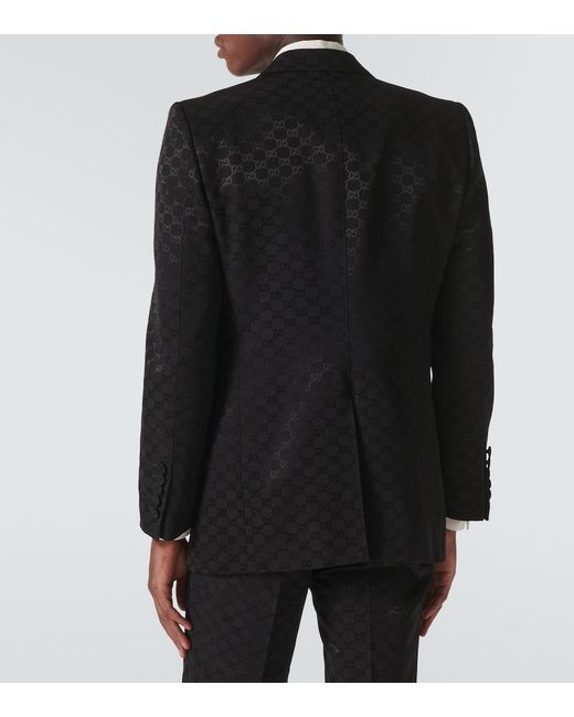 Gucci Black Gg Cotton Viscose Formal Jacket for men