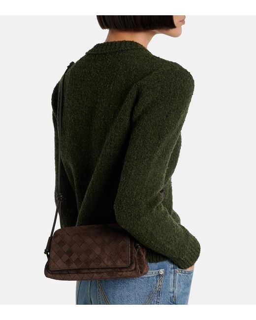 Bottega Veneta Brown Notturno Intrecciato Suede Crossbody Bag