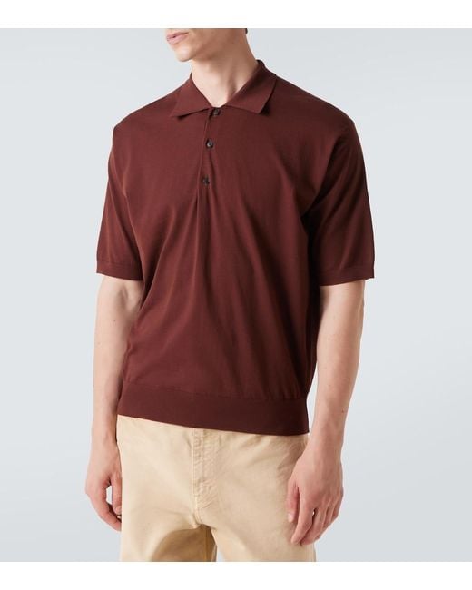 Auralee Red Cotton Polo Shirt for men