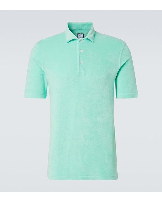 Fedeli Green Cotton Terry Polo Shirt for men