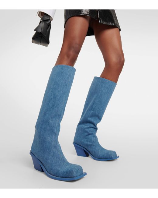 Gia Borghini Blue Blondine Denim Knee-high Boots