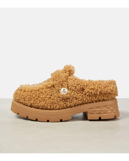 Jimmy Choo Brown Shea Shearling Mules