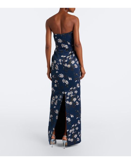 Emilia Wickstead Blue Laelia Floral Bustier Gown