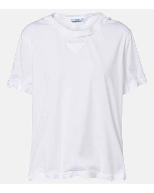 Prada White Cotton Jersey T-Shirt