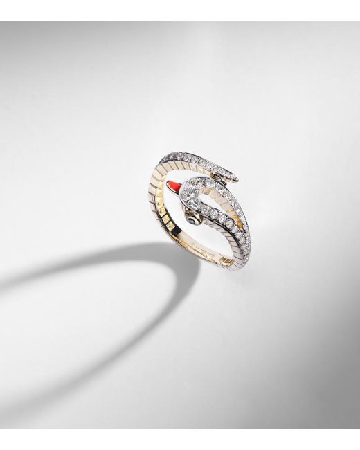 Yvonne Léon White Python 9Kt Ring With Diamonds