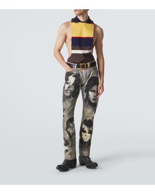 Versace Gray Printed Straight Jeans for men
