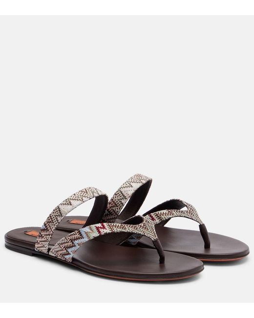 Missoni Brown Luise Zigzag Thong Sandals